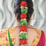 Red Rose & Green Filler Bridal Jada | Traditional South Indian Hair Braid Decoration
