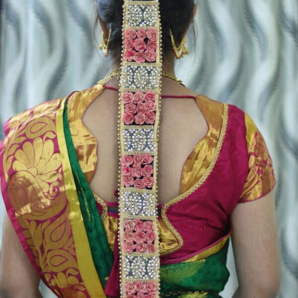 Elegant Bridal Jada with Stones & Pink Roses