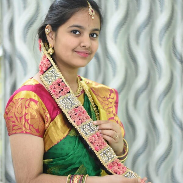 Elegant Bridal Jada with Stones & Pink Roses