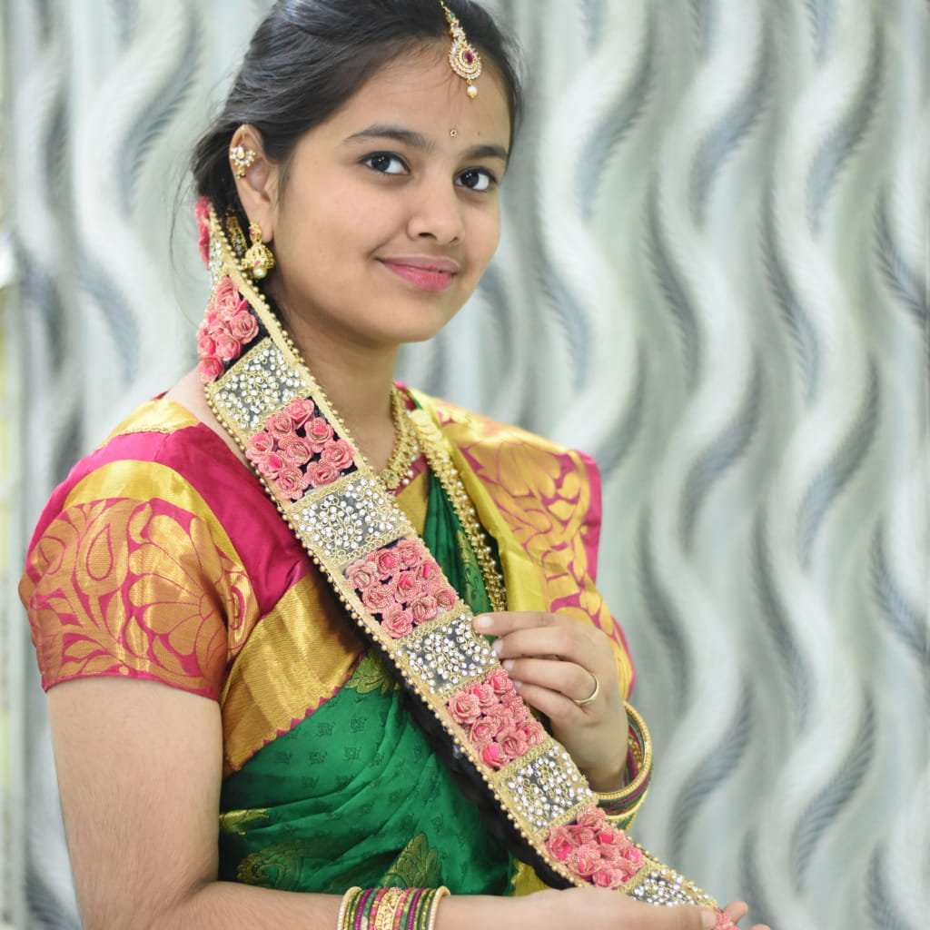 Elegant Bridal Jada with Stones & Pink Roses