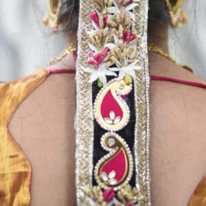 Traditional South Indian Bridal Jada with Floral & Stone Work | Handcrafted Wedding Hair Braid Accessory