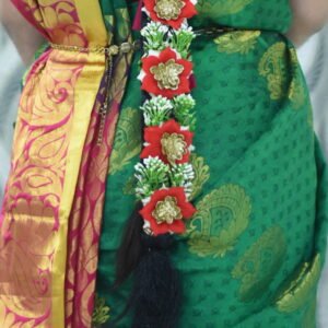 Artificial Floral Jada with Red & Gold Flowers